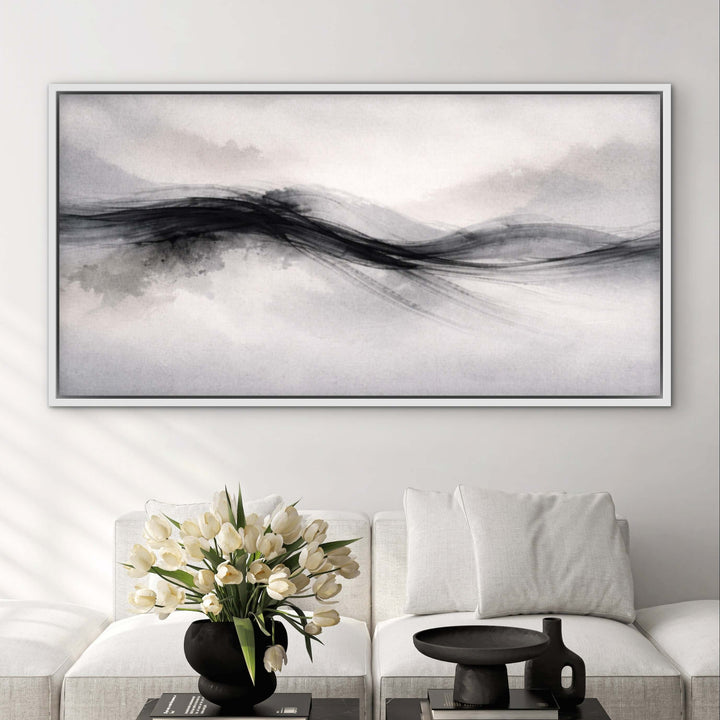 Framed Canvas - Nude Drift abstract artwork detail showing soft tonal transitions