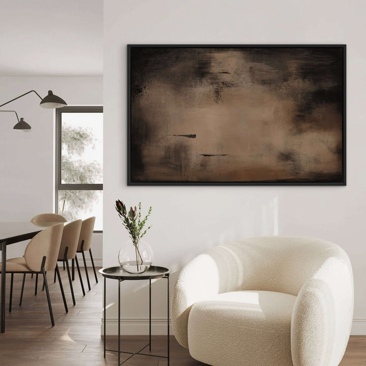 Charcoal Nights framed canvas displayed in a contemporary living room setting