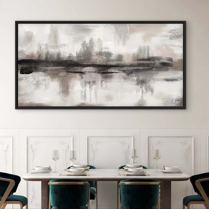 Framed Canvas - Salzburg close-up showing cool grey and blue brushwork texture detail
