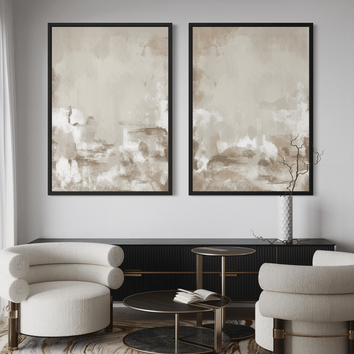 Capri framed canvas set of 2 lifestyle shot in contemporary living room