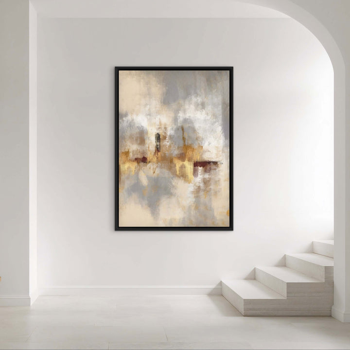 Framed Canvas - Gold Serenity abstract artwork detail showing golden colour transitions