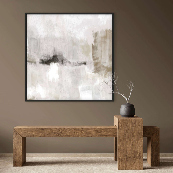 Nude and Grey Clouds single framed canvas art in a contemporary setting