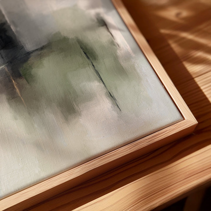 Framed Canvas - Tuscany Green abstract artwork styled in a contemporary interior