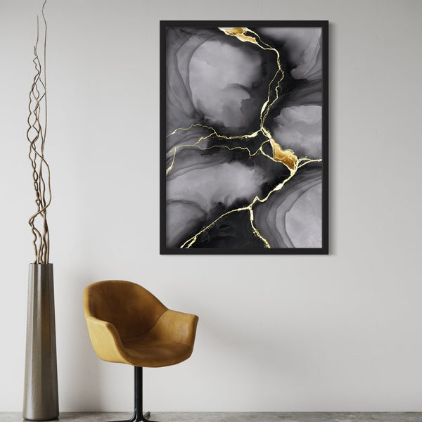 Set of 1 - Abstract Art 'Black & Gold'