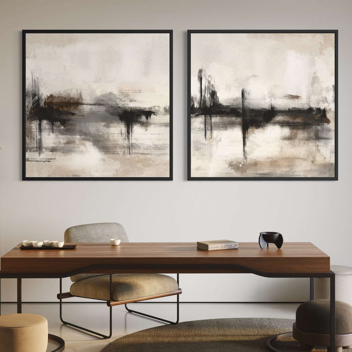 Framed Canvas Set of 2 - Bodrum displayed as a pair in a contemporary living room with coastal styling