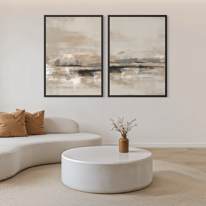 Framed Canvas Set of 2 - Rome displayed as a pair in a modern living room