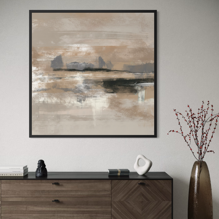 Framed Canvas - Rome displayed in a contemporary living room with warm decor