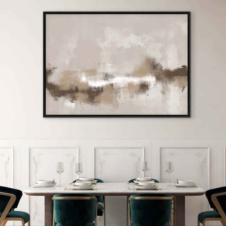Framed Canvas - Sorrento abstract artwork displayed with modern home decor
