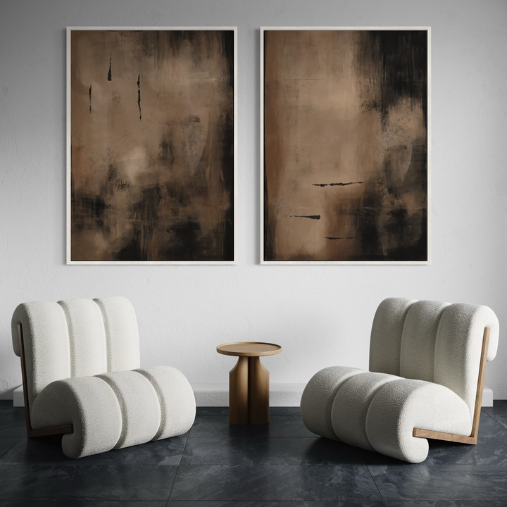 Framed Canvas Set of 2 - Charcoal Nights