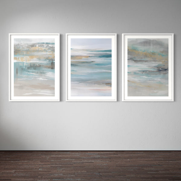 Abstract Art set of 3 prints - Calm Ocean