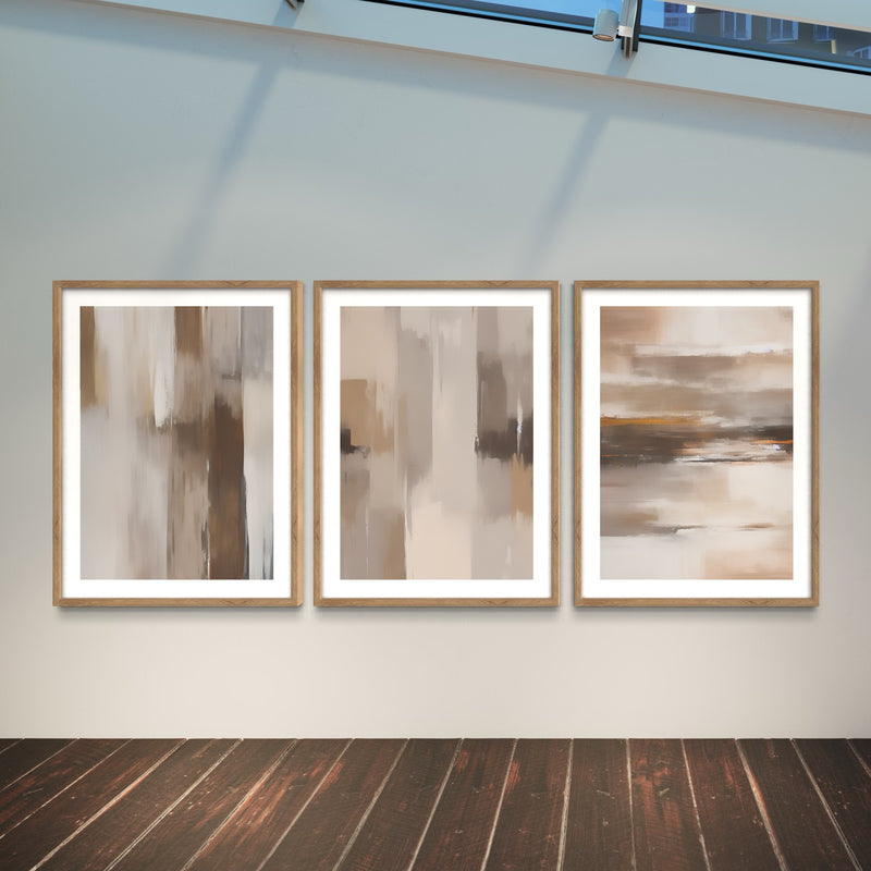 Abstract Art set of 3 prints - Dark Hazel