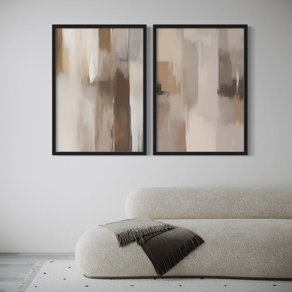 Abstract Art Set of 2 Prints - Dark Hazel