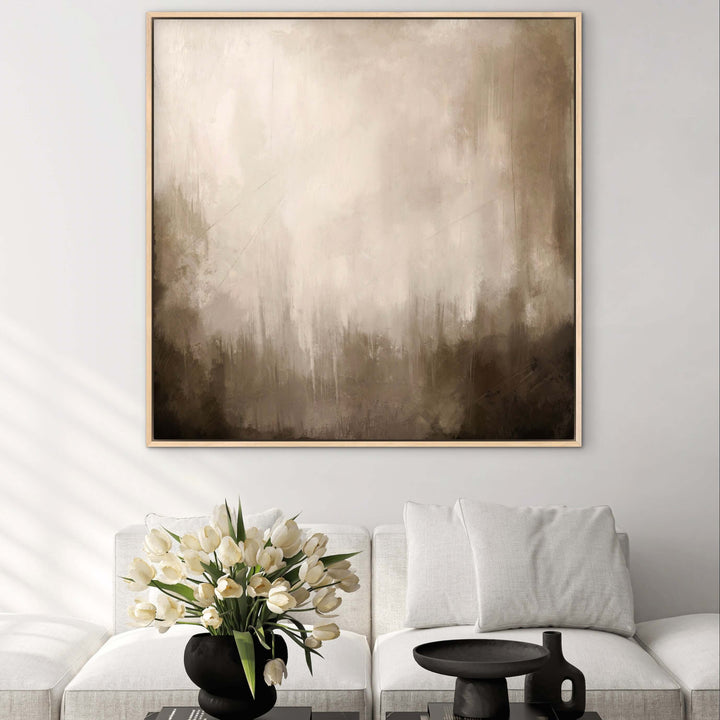 Brown Essence framed canvas wall art close-up showing warm brown tones