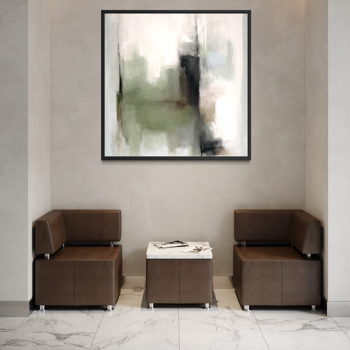 Tuscany Green framed canvas wall art close-up showing rich green tones