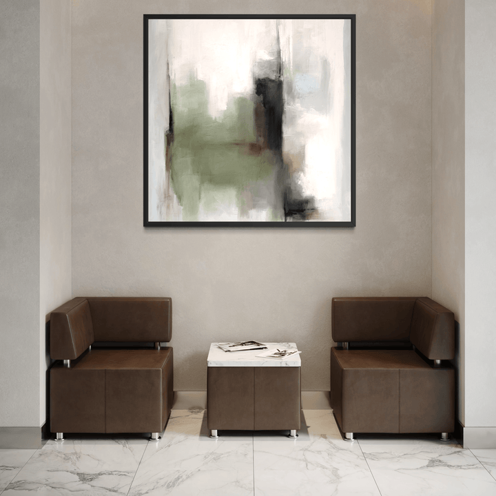 Tuscany Green framed canvas wall art close-up showing rich green tones