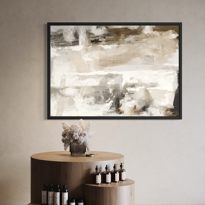 Santorini framed canvas wall art in soft blue tones - HD London Art