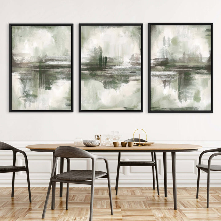 Abstract Canvas Set of 3 - Venice abstract wall art in earthy Italian-inspired tones - hand-stretched wall art by HD London Art
