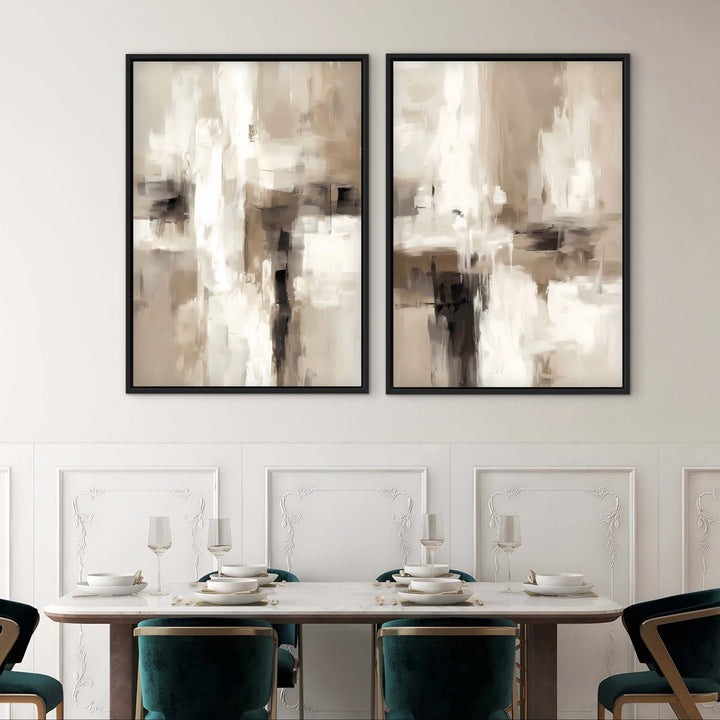 Framed Canvas Set of 2 - Soft Fragments abstract artwork detail showing tonal blending