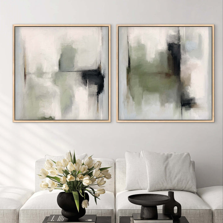 Tuscany Green framed canvas set of 2 lifestyle shot