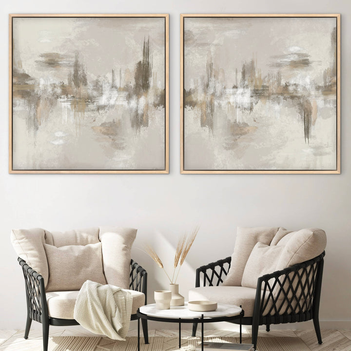Framed Canvas Set of 2 - Neutral Depths