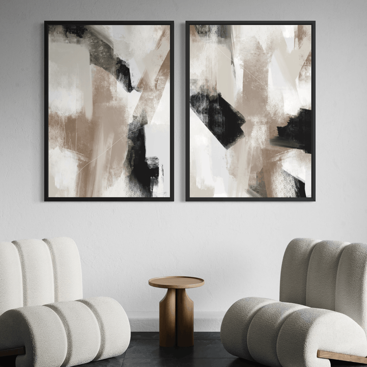 Framed Canvas Set of 2 - Soho displayed as a pair in a contemporary living room
