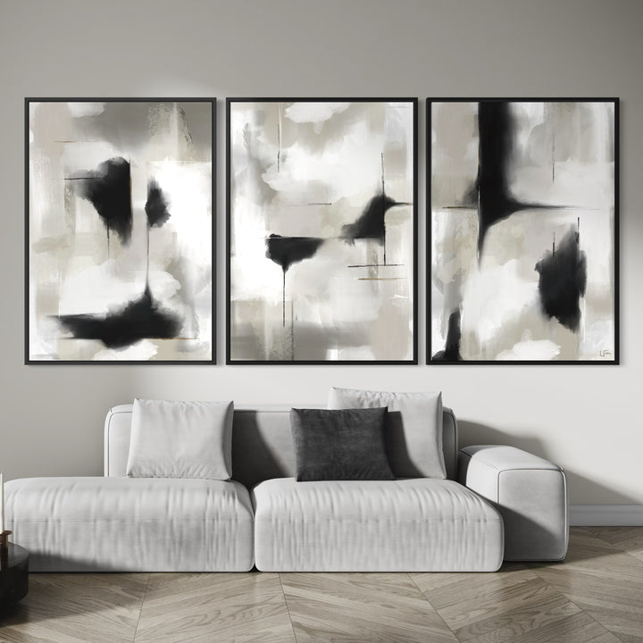 Set of 3 Framed Canvas - Cadiz Grey