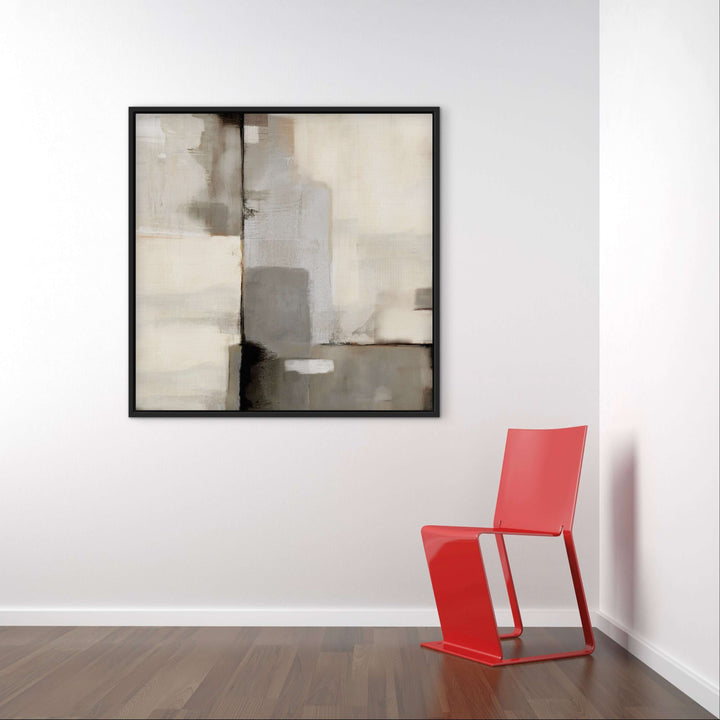Framed Canvas - Linen Forms close-up showing warm linen brushwork and texture detail