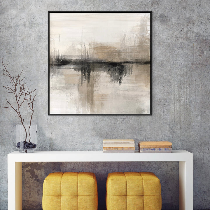 Framed Canvas - Nude Heaven close-up showing soft cream and nude brushstroke texture