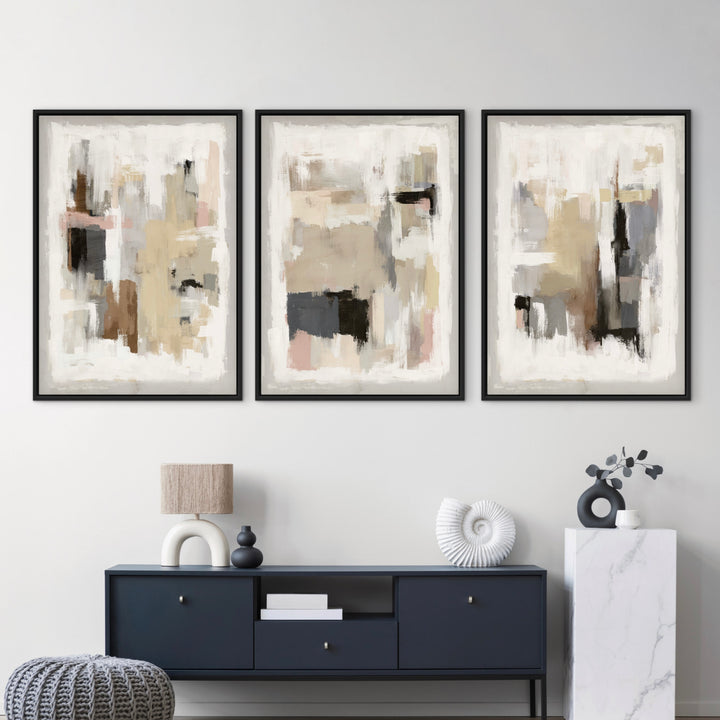 Set of 3 Framed Canvas - Copenhagen Rose