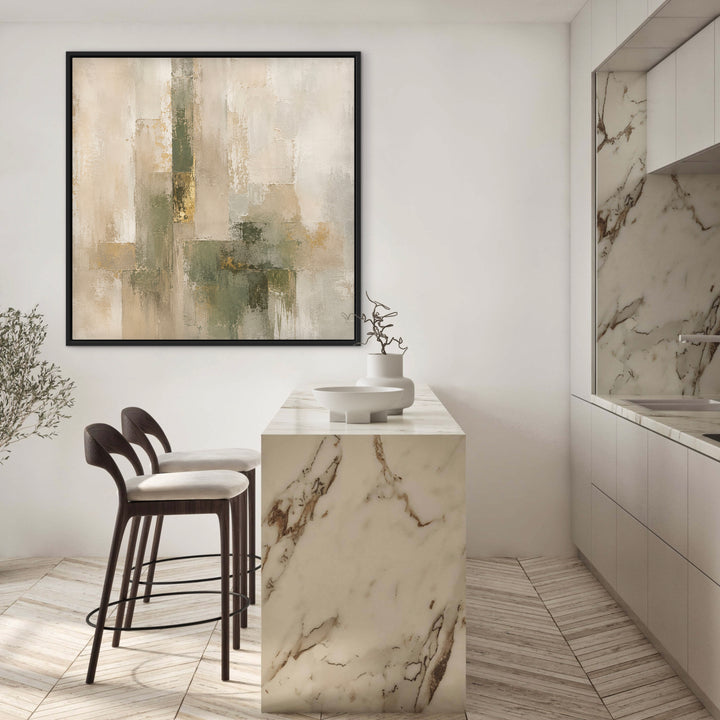 Framed Canvas - Olive & Gold