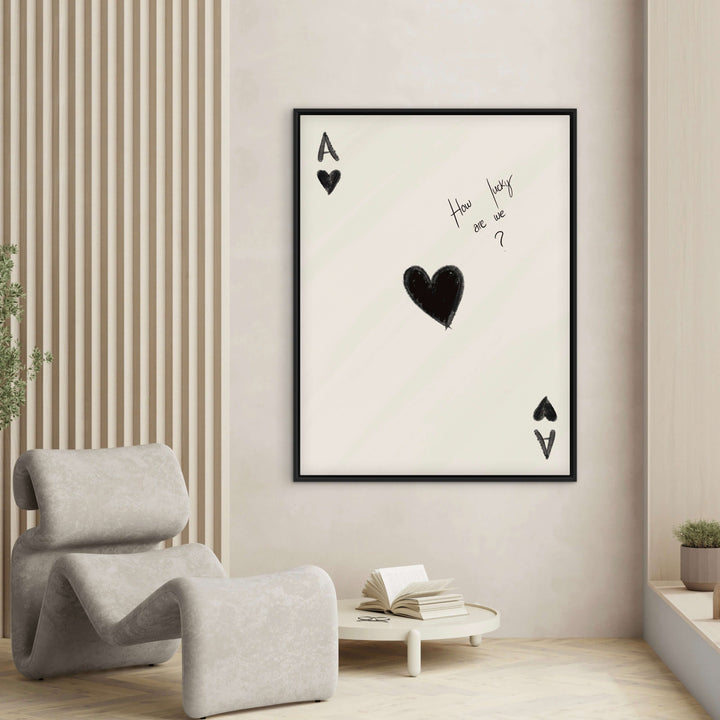 Framed Canvas - How Lucky Are We close-up showing elegant typography and soft brushwork detail