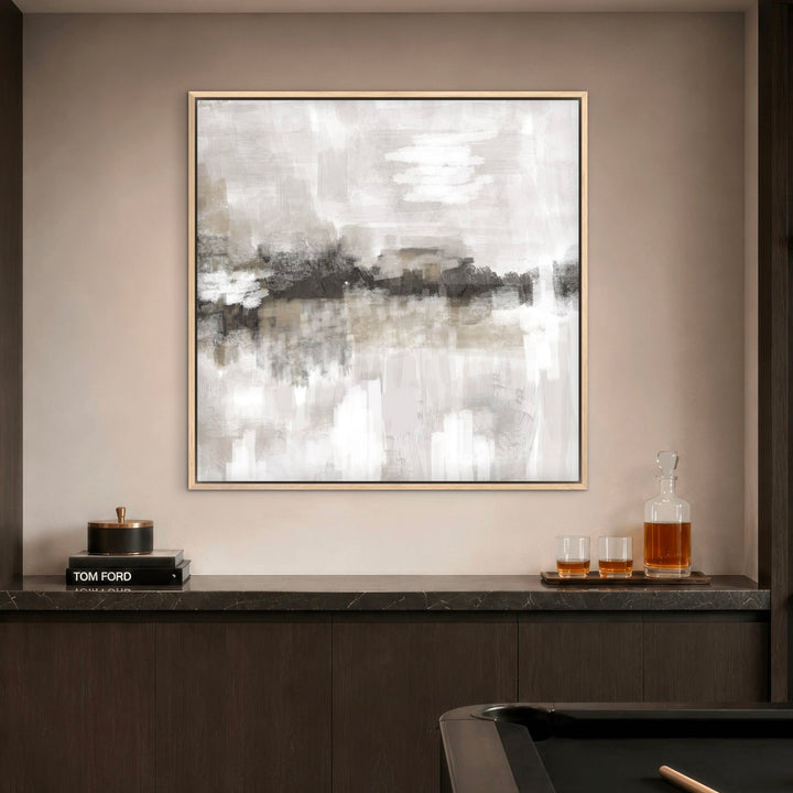 Framed Canvas - Nude & Grey Clouds