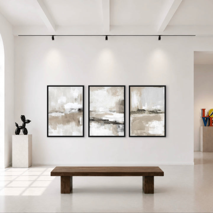 Set of 3 Framed Canvas - Stone Horizon