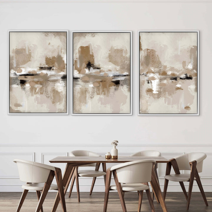 St Tropez set of 3 framed canvas displayed in a contemporary home with Riviera styling