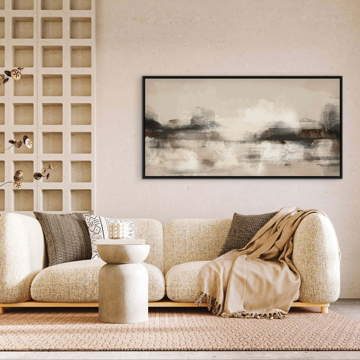 Framed Canvas - Amalfi Horizon abstract artwork close-up showing brushwork and texture