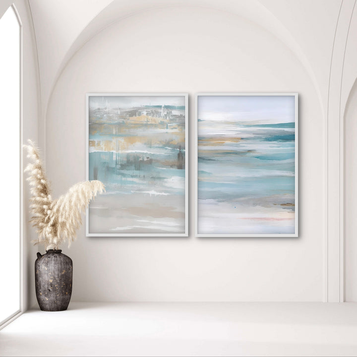 Abstract Art set of 2 prints - Calm Ocean