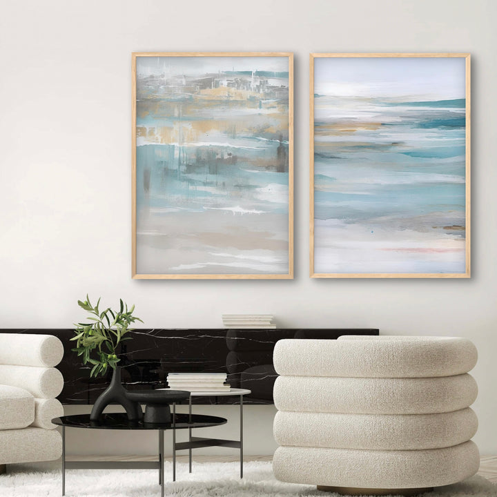 Abstract Art set of 2 prints - Calm Ocean