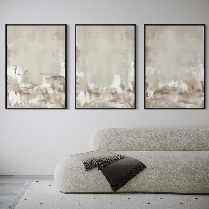 Capri framed canvas set of 3 in vibrant coastal blue tones - HD London Art