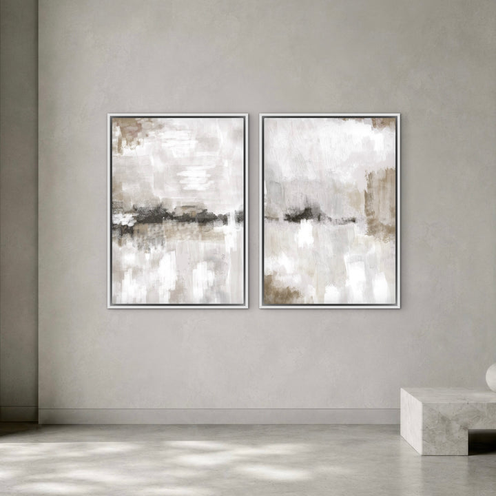 Set of 2 Framed Canvas - Nude & Grey Clouds