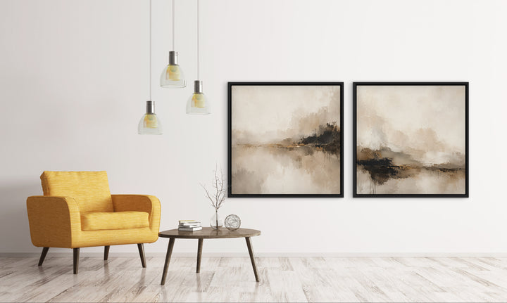 Gerahmtes Leinwandbild 2er-Set – Bernsteinhorizont