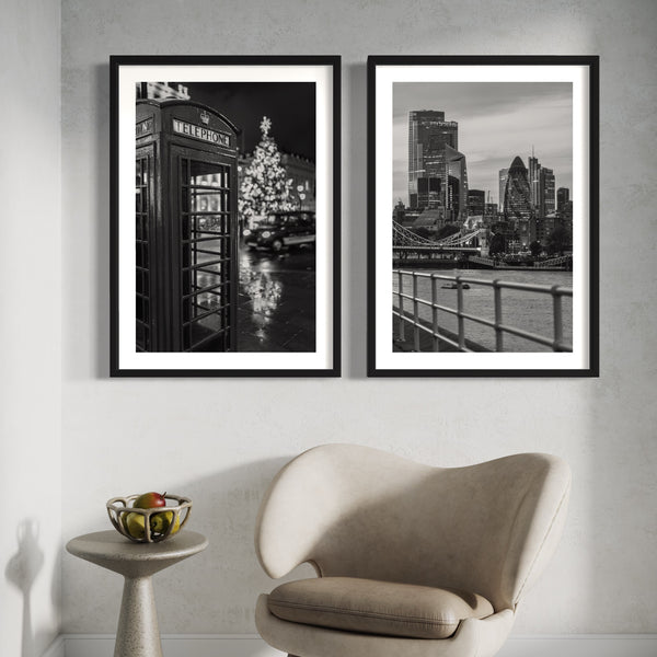Abstract Art Set of 2 Prints - London B/W
