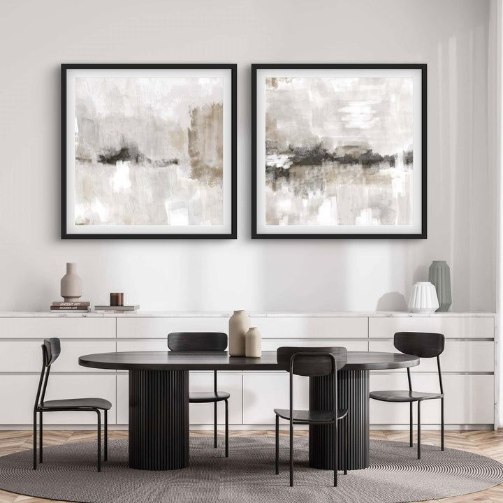 Modern Abstract Art Print in Nude and Grey - Gallery Wall Print