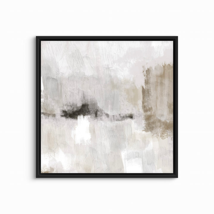 Modern Abstract Art Framed Canvas in Nude & Grey - Minimalist Home Decor