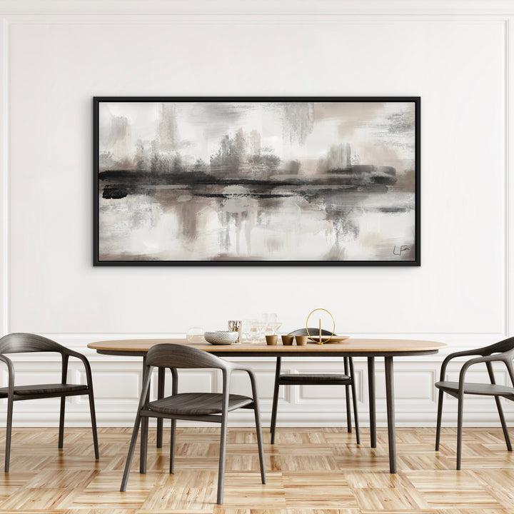 Framed Canvas - Salzburg abstract wall art in cool alpine grey and blue tones - hand-stretched wall art by HD London Art