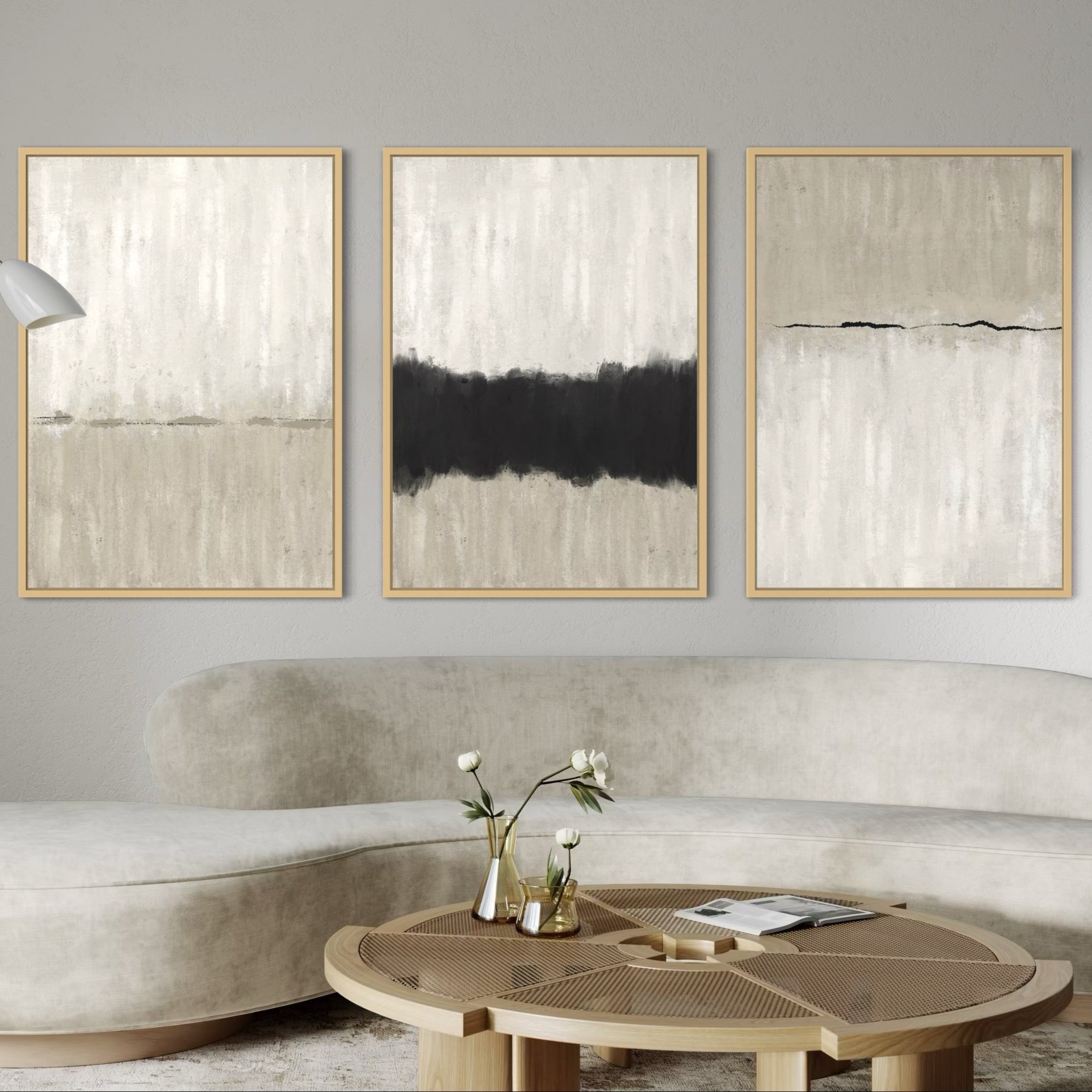 Set of 3 Framed Canvas - Neutral Line