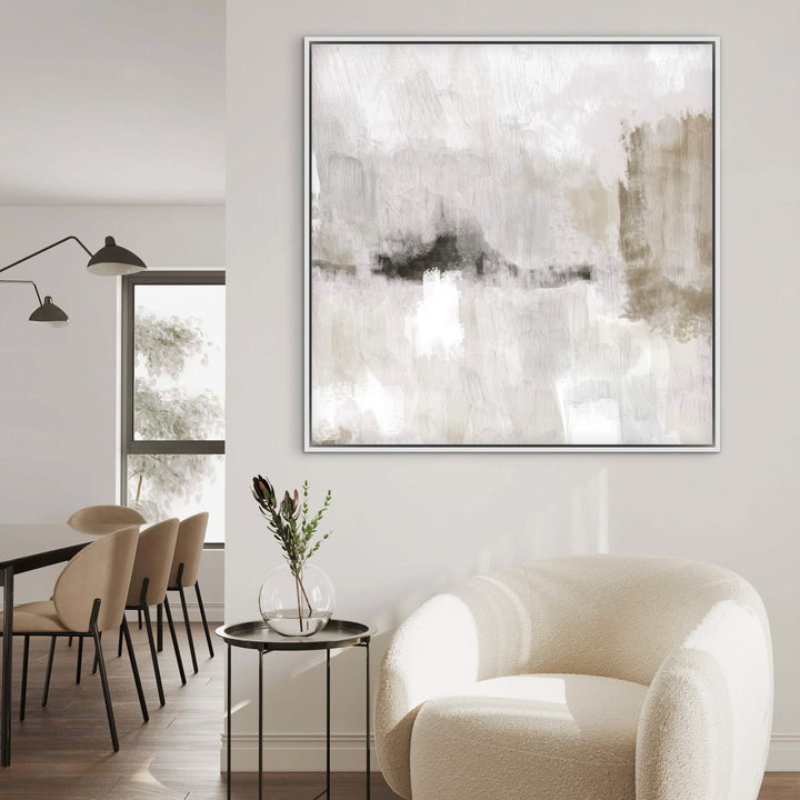 Framed Canvas - Nude & Grey Clouds