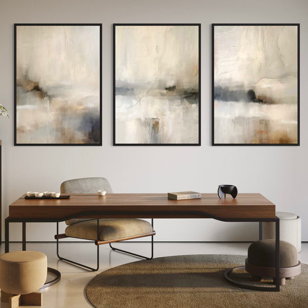 Set of 3 Framed Canvas - Cloud Whisper