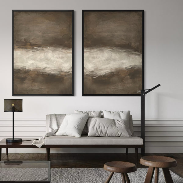 Framed Canvas Set of 2 - Mocha Brown