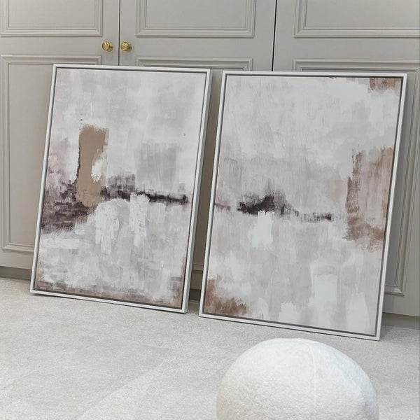 Framed Canvas Set of 2 - Nude & Grey Clouds