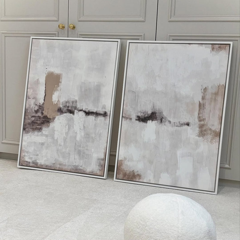 Framed Canvas Set of 2 - Nude & Grey Clouds